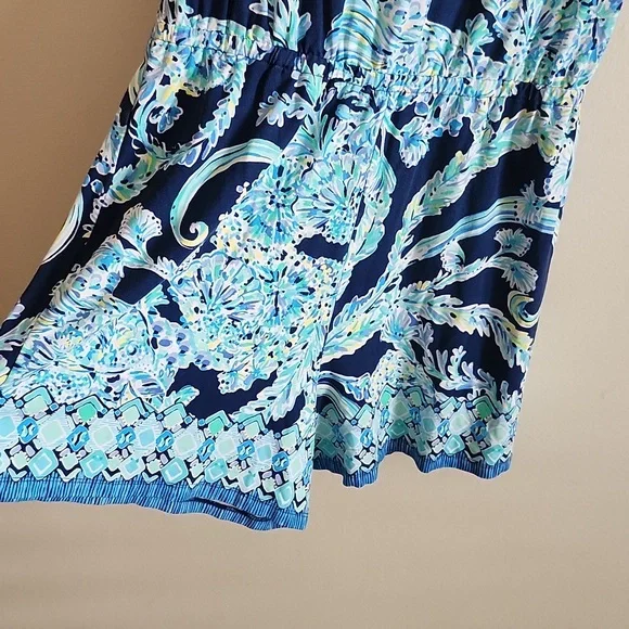 Lilly Pulitzer Vibrant Blue Romper Womens Small Tropical Resortwear - Picture 3 of 6